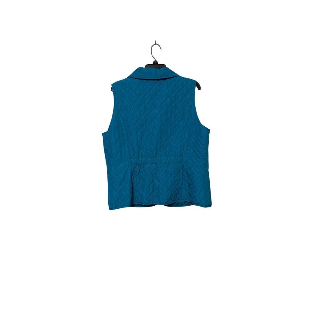 Quilted Teal Zip-Up Sleeveless Vest With Pockets & Collared Neckline Womens L - Picture 2 of 5
